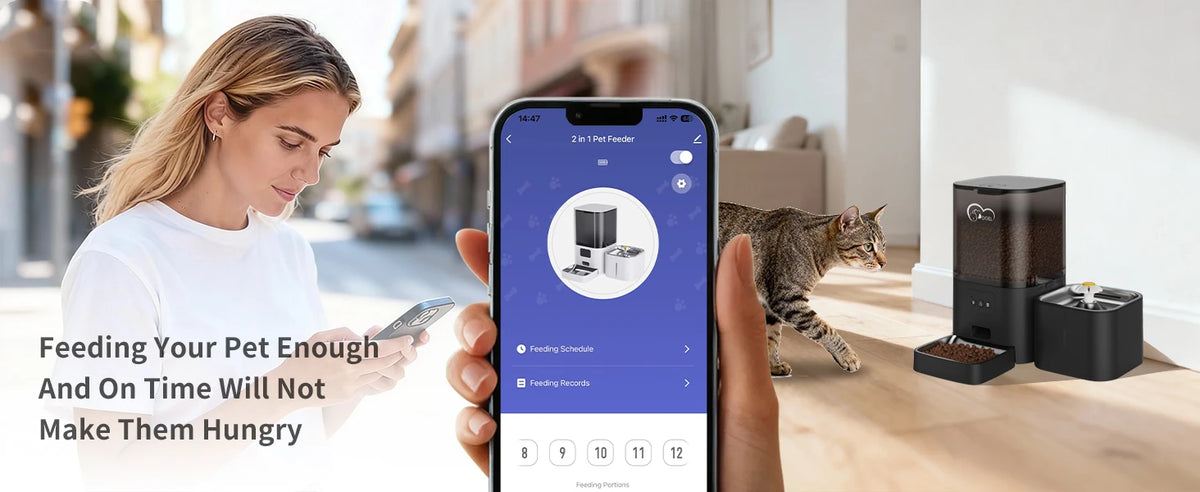 DOEL 2-in-1 Smart Cat Feeder 6L Dry Feeder & 2.5L Cat Water Fountain w/ App Control Timed Feeding For Small Dogs Food Dispenser