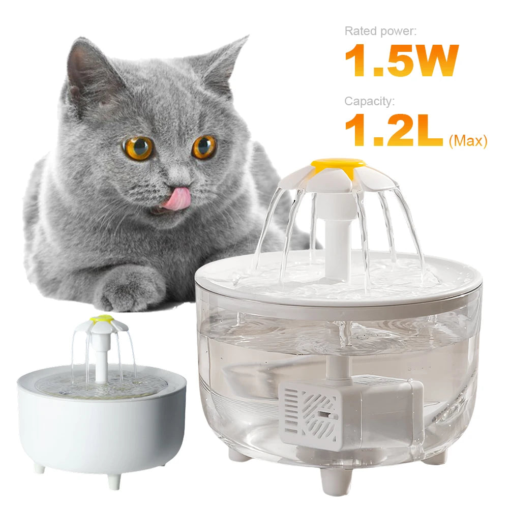 1200ml Automatic Cat Water Fountain Filter USB Electric Mute Pet Drink Bowl Pet Drinking Dispenser Drinker Cats Water Dispenser