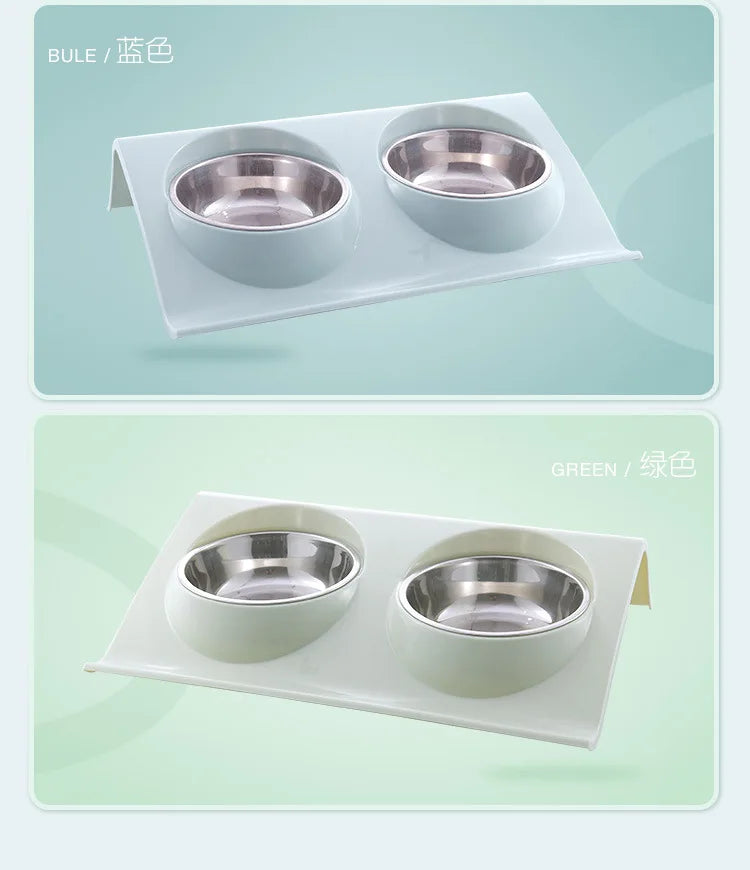 Double Bowls Pet Dog Cat Feeding Station Stainless Steel Water Food Bowls Feeder Solution for Dogs Cats Supplies