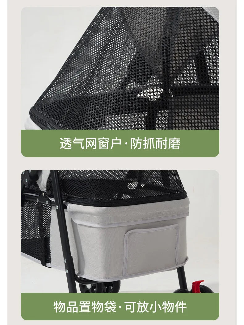 Lightweight Foldable Pet Stroller Outdoor Travel Hand Cart for Small Dogs Cats Teddy Walking Trip