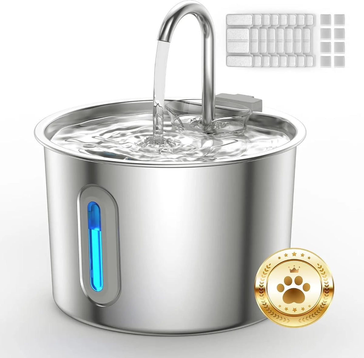 Cat Water Fountain Stainless Steel: 74oz/2.2L Cat Fountain for Drinking Pet Water Fountain for Cats Inside - Quiet Cats Water Bowl Dispenser - Kitty Drinking Fountains - for Pets& Small Animals