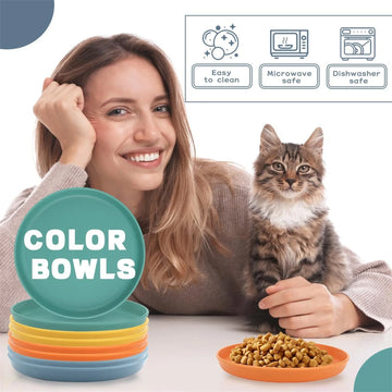 1/5PCS Pet Feeding Bowl Round Color Food Bowl Pp Material Large Area Base for Wet and Dry Food Feeding Bowl Pet Supplies