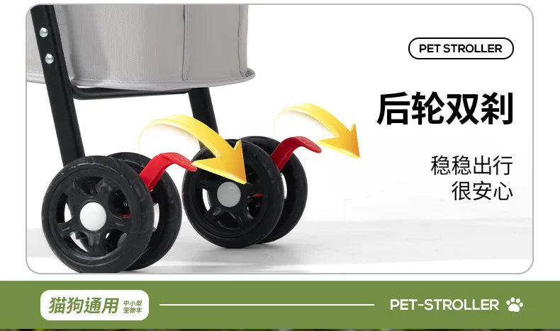 Lightweight Foldable Pet Stroller Outdoor Travel Hand Cart for Small Dogs Cats Teddy Walking Trip
