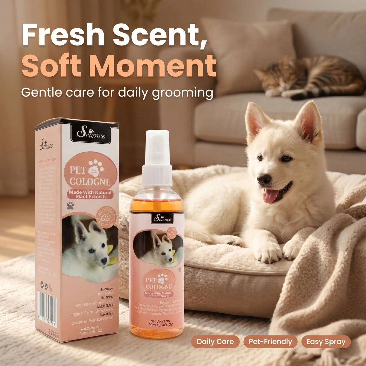 100ml Eco-Friendly Pet Perfume Deodorization and Odor Removal for Dogs and Cats Plastic Pet Environment Deodorant Supplies