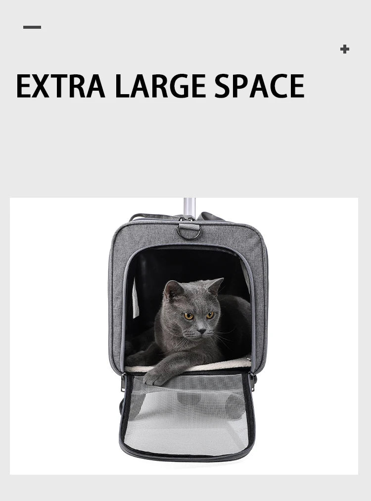 Pet Carrier with Wheels for Dogs Up To 15lbs & Cat  Airline Approved Dog Carrier Rolling Pet Carrier Foldable Pet Stroller