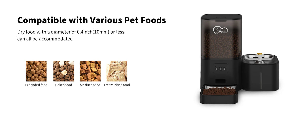 DOEL 2-in-1 Smart Cat Feeder 6L Dry Feeder & 2.5L Cat Water Fountain w/ App Control Timed Feeding For Small Dogs Food Dispenser
