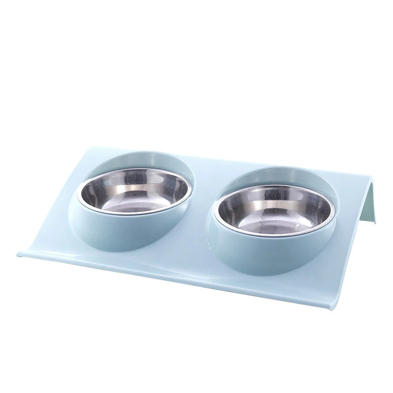 Double Bowls Pet Dog Cat Feeding Station Stainless Steel Water Food Bowls Feeder Solution for Dogs Cats Supplies
