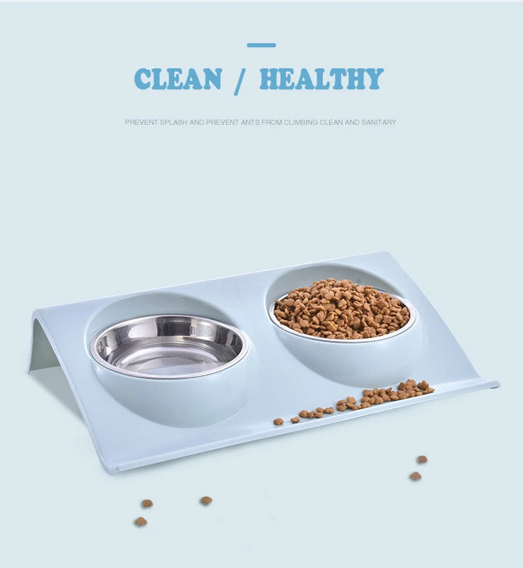 Double Bowls Pet Dog Cat Feeding Station Stainless Steel Water Food Bowls Feeder Solution for Dogs Cats Supplies
