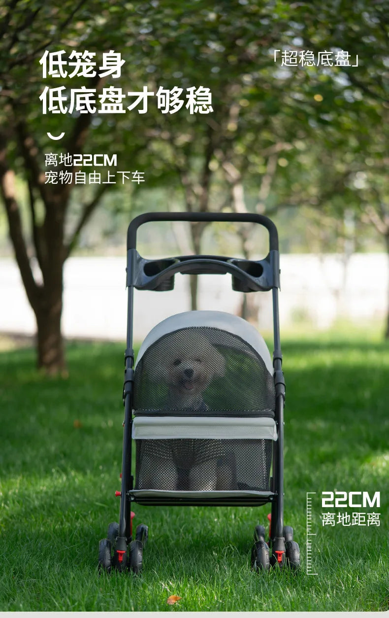 Lightweight Foldable Pet Stroller Outdoor Travel Hand Cart for Small Dogs Cats Teddy Walking Trip