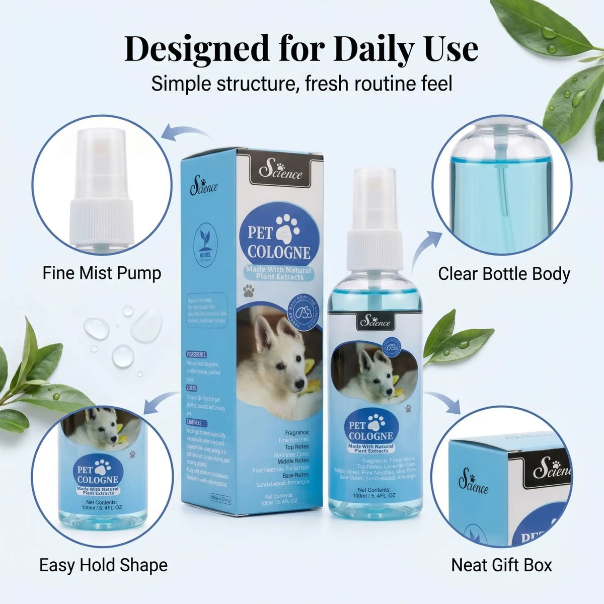 100ml Eco-Friendly Pet Perfume Deodorization and Odor Removal for Dogs and Cats Plastic Pet Environment Deodorant Supplies