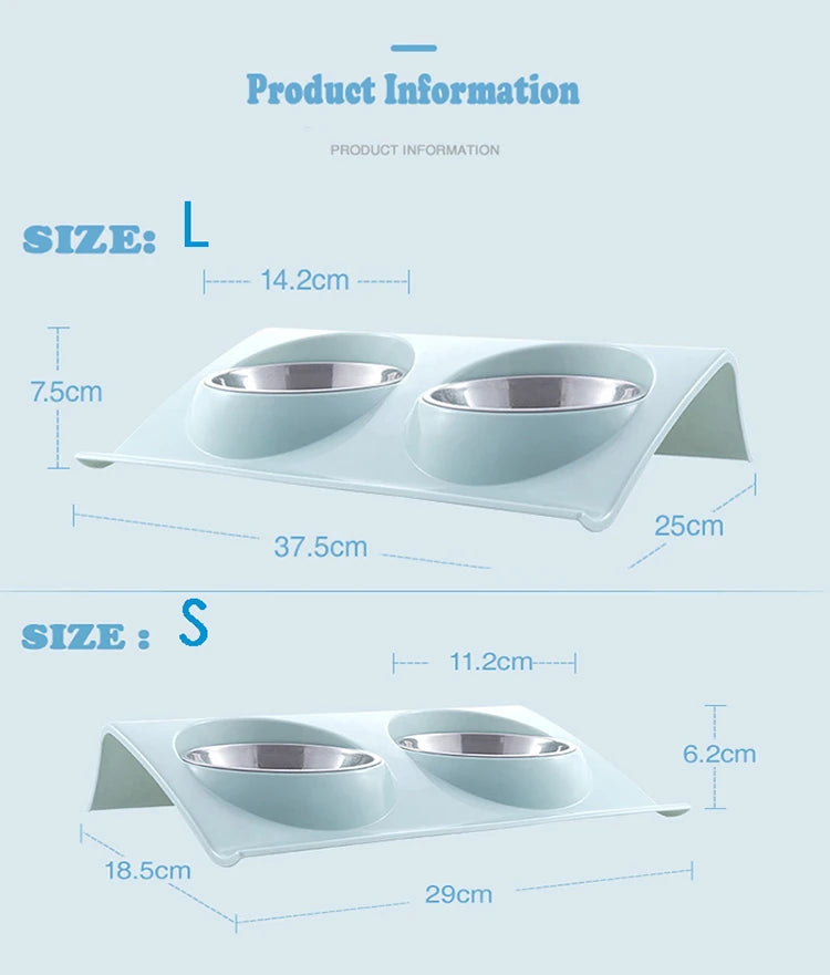 Double Bowls Pet Dog Cat Feeding Station Stainless Steel Water Food Bowls Feeder Solution for Dogs Cats Supplies