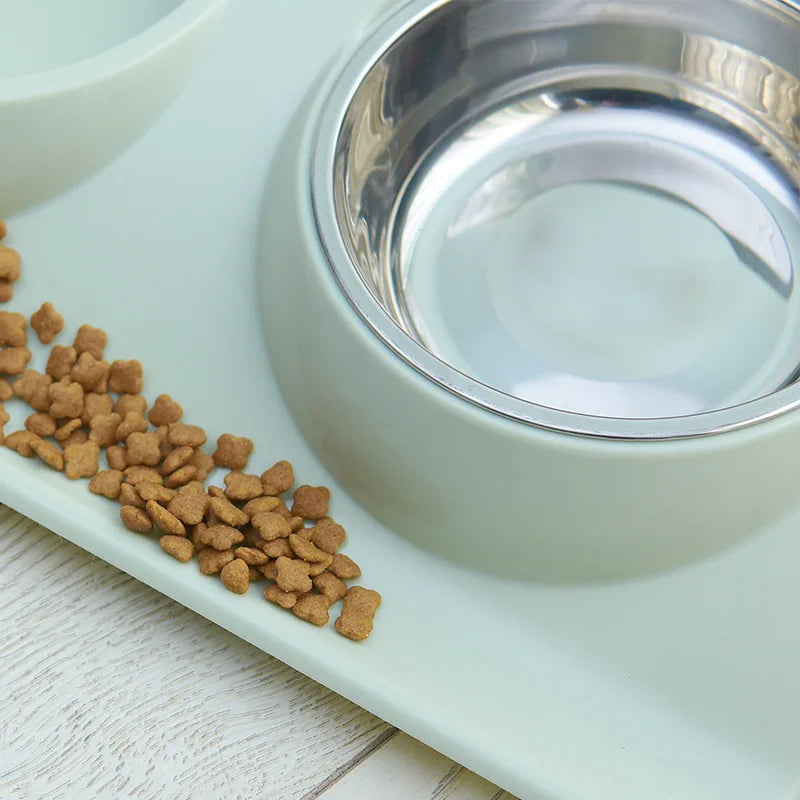 Double Bowls Pet Dog Cat Feeding Station Stainless Steel Water Food Bowls Feeder Solution for Dogs Cats Supplies