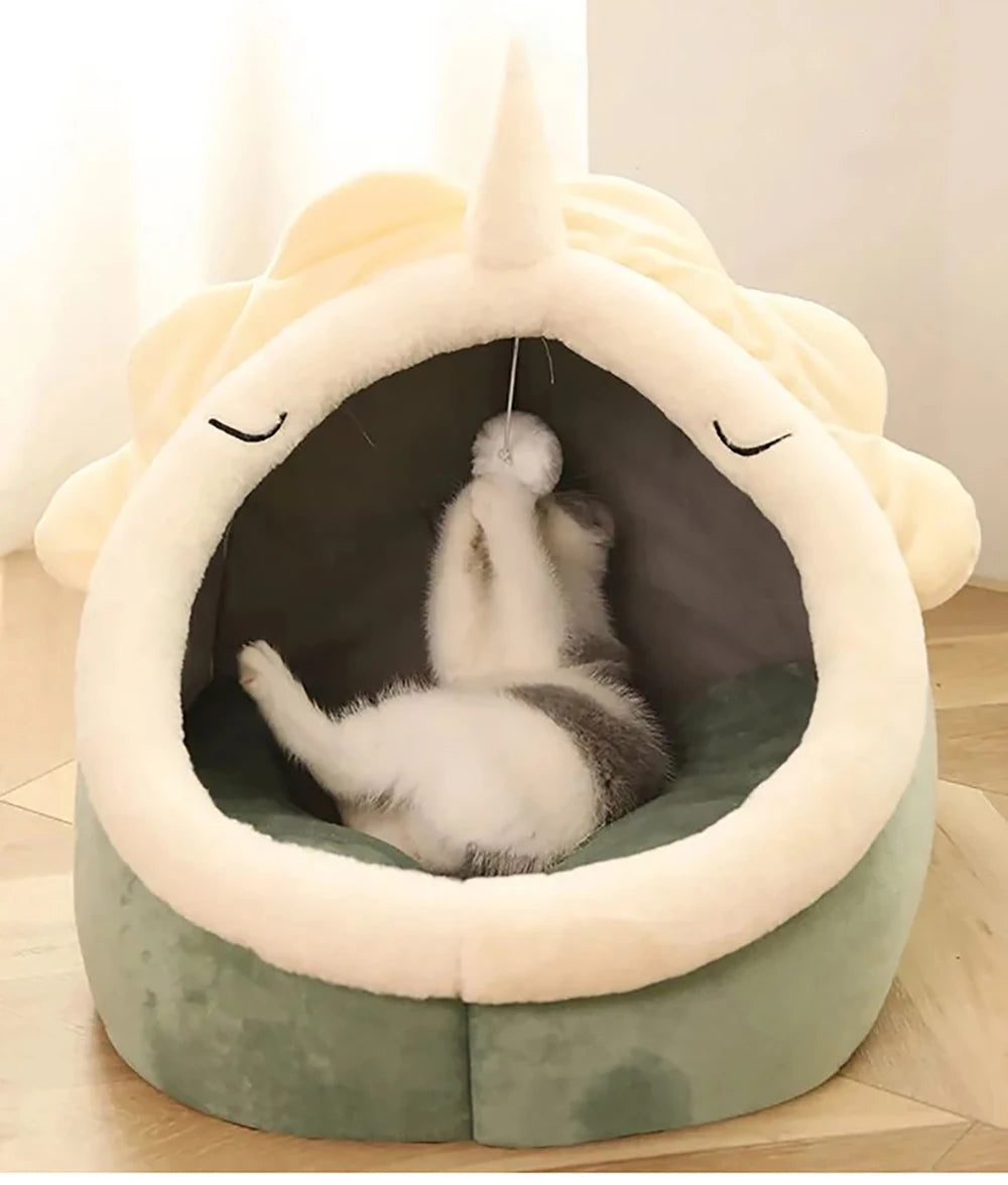 Deep Sleep Cat Bed Cartoon Pet Bed Foldable Removable Washable Pet Sleeping Bed for Small Dog Mat Bag Cave Cats Bed