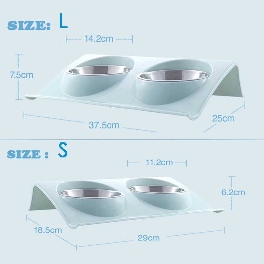 Double Bowls Pet Dog Cat Feeding Station Stainless Steel Water Food Bowls Feeder Solution for Dogs Cats Supplies