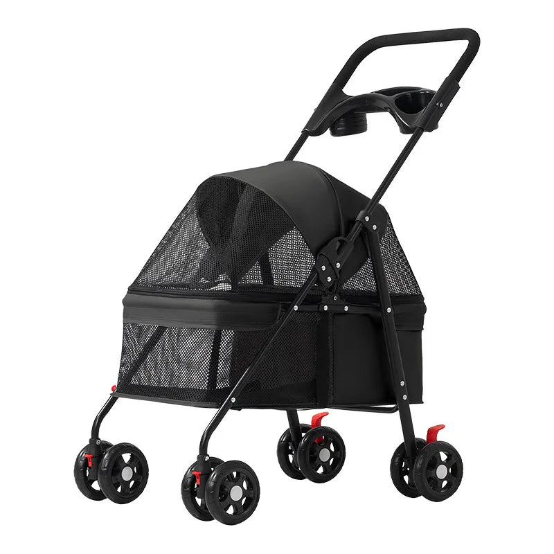 Lightweight Foldable Pet Stroller Outdoor Travel Hand Cart for Small Dogs Cats Teddy Walking Trip