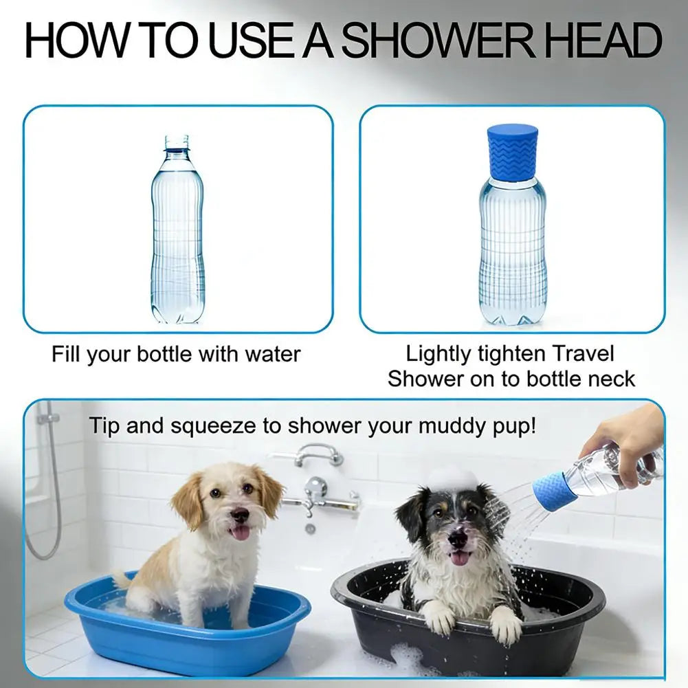 Pet Shower Silicone Portable Pet Shower Head Outdoor Cat and Dog Shower Cleaning Supplies Portable Universal Water Bottle
