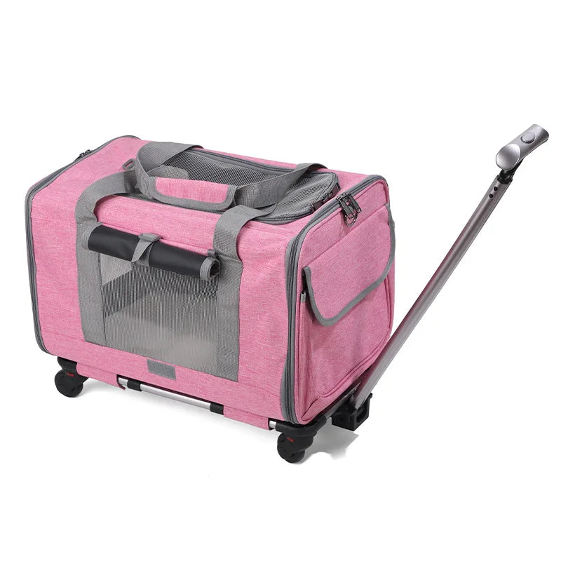 Pet Carrier with Wheels for Dogs Up To 15lbs & Cat  Airline Approved Dog Carrier Rolling Pet Carrier Foldable Pet Stroller
