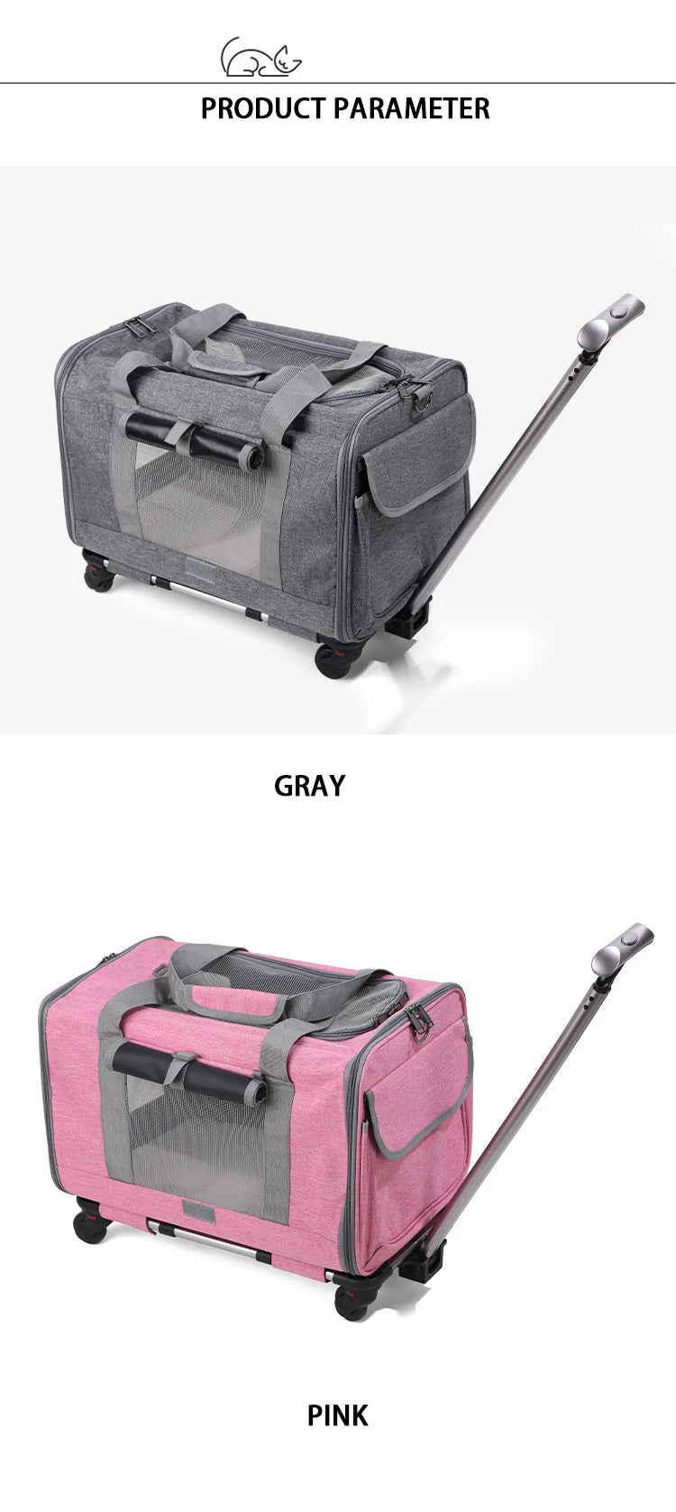 Pet Carrier with Wheels for Dogs Up To 15lbs & Cat  Airline Approved Dog Carrier Rolling Pet Carrier Foldable Pet Stroller