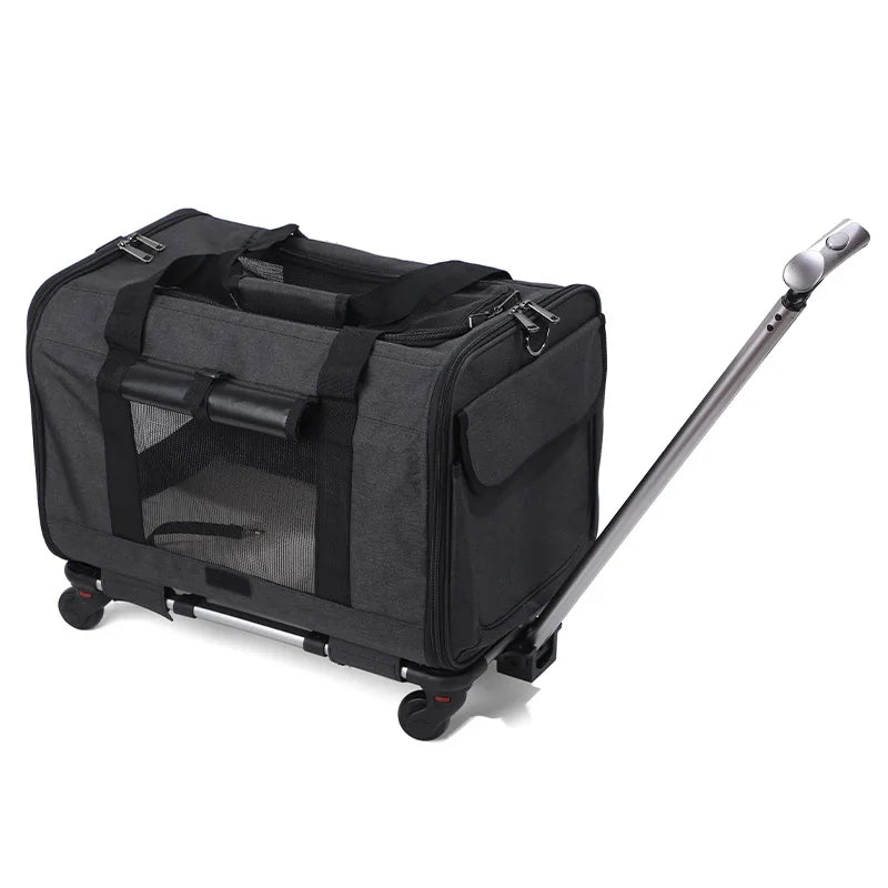 Pet Carrier with Wheels for Dogs Up To 15lbs & Cat  Airline Approved Dog Carrier Rolling Pet Carrier Foldable Pet Stroller