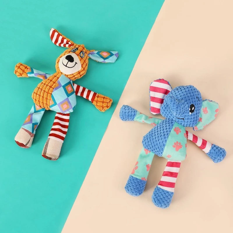Pet Plush Toy Cute Animals Bite Resistant Interactive Squeaky Dog Chewing Toy Pet Dog Teeth Cleaning Chew Toy Pet Supplies